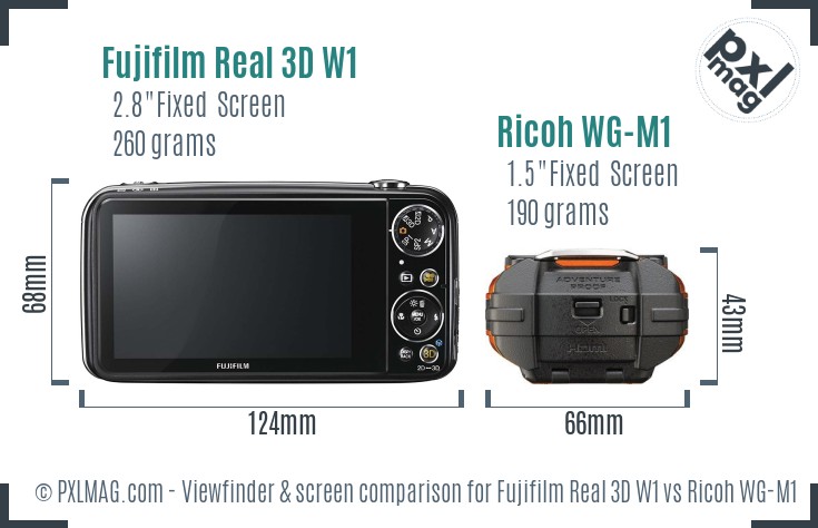 Fujifilm Real 3D W1 vs Ricoh WG-M1 Screen and Viewfinder comparison