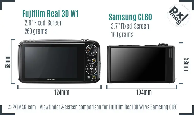 Fujifilm Real 3D W1 vs Samsung CL80 Screen and Viewfinder comparison