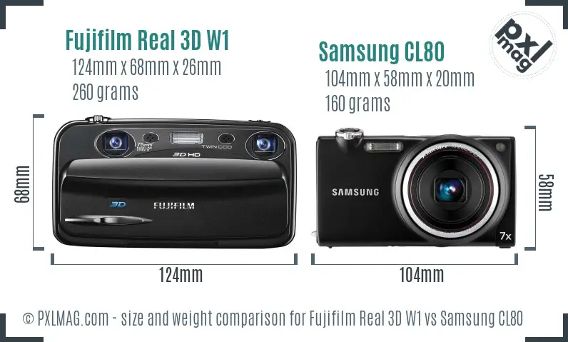 Fujifilm Real 3D W1 vs Samsung CL80 size comparison