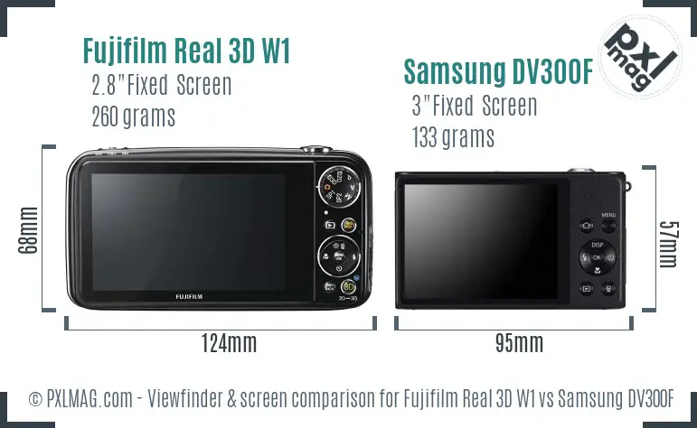 Fujifilm Real 3D W1 vs Samsung DV300F Screen and Viewfinder comparison