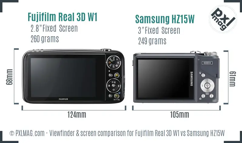 Fujifilm Real 3D W1 vs Samsung HZ15W Screen and Viewfinder comparison Fujifilm Real 3D W1 vs Samsung HZ15W Screen and Viewfinder comparison