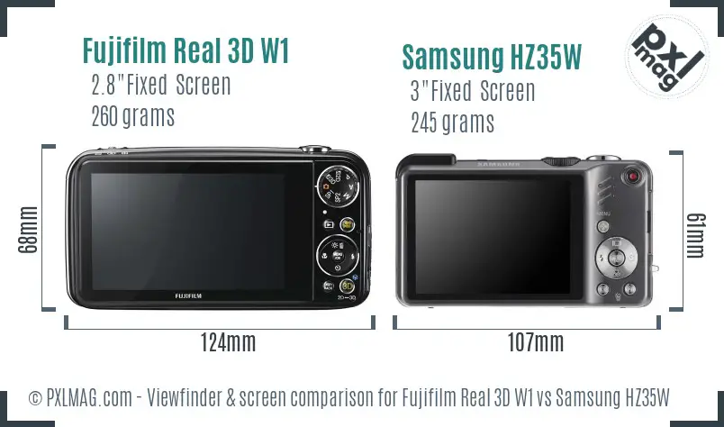 Fujifilm Real 3D W1 vs Samsung HZ35W Screen and Viewfinder comparison