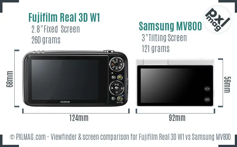 Fujifilm Real 3D W1 vs Samsung MV800 Screen and Viewfinder comparison Fujifilm Real 3D W1 vs Samsung MV800 Screen and Viewfinder comparison