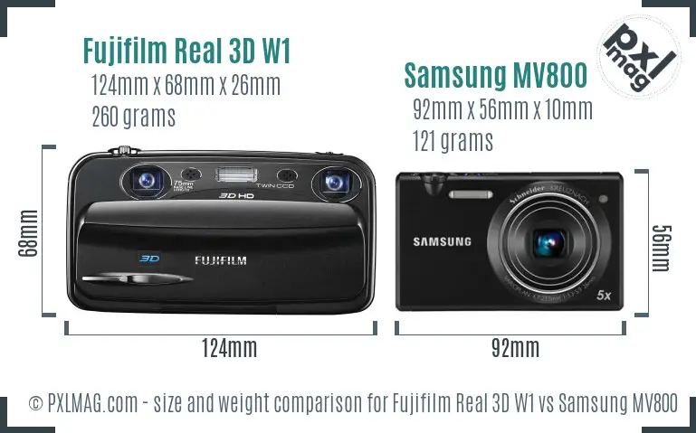 Fujifilm Real 3D W1 vs Samsung MV800 size comparison Fujifilm Real 3D W1 vs Samsung MV800 size comparison