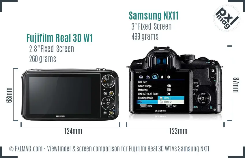 Fujifilm Real 3D W1 vs Samsung NX11 Screen and Viewfinder comparison Fujifilm Real 3D W1 vs Samsung NX11 Screen and Viewfinder comparison