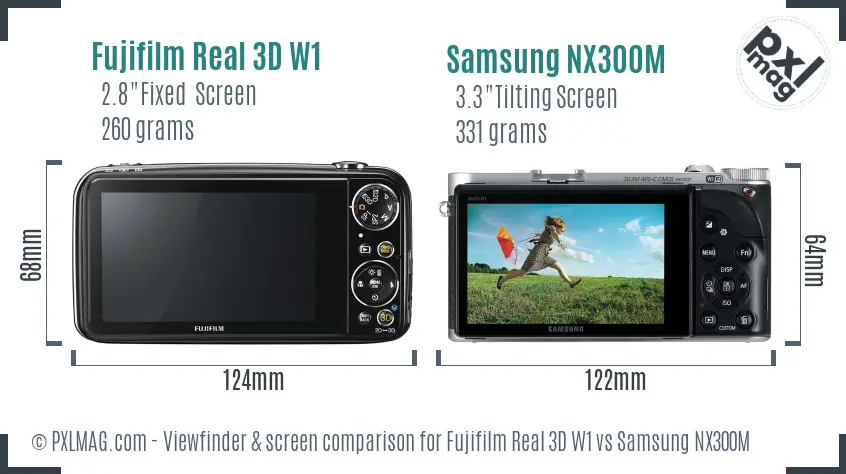 Fujifilm Real 3D W1 vs Samsung NX300M Screen and Viewfinder comparison