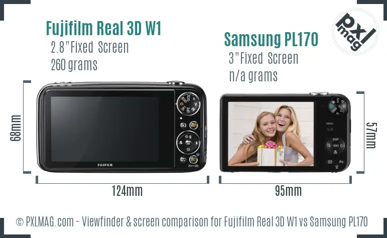 Fujifilm Real 3D W1 vs Samsung PL170 Screen and Viewfinder comparison