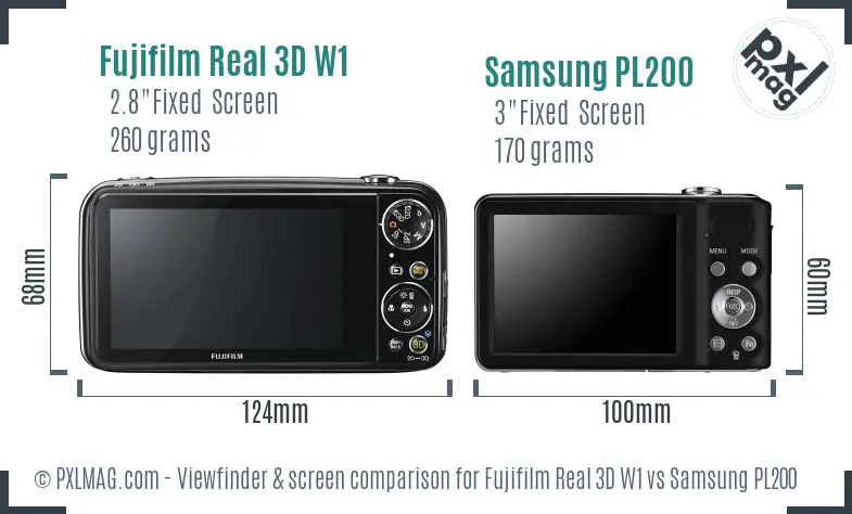 Fujifilm Real 3D W1 vs Samsung PL200 Screen and Viewfinder comparison Fujifilm Real 3D W1 vs Samsung PL200 Screen and Viewfinder comparison