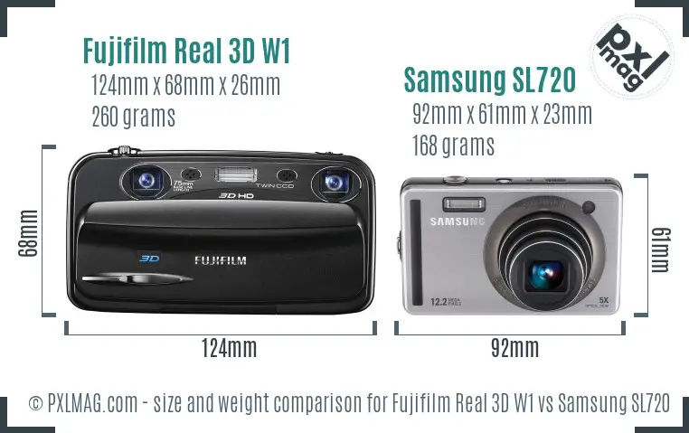 Fujifilm Real 3D W1 vs Samsung SL720 size comparison