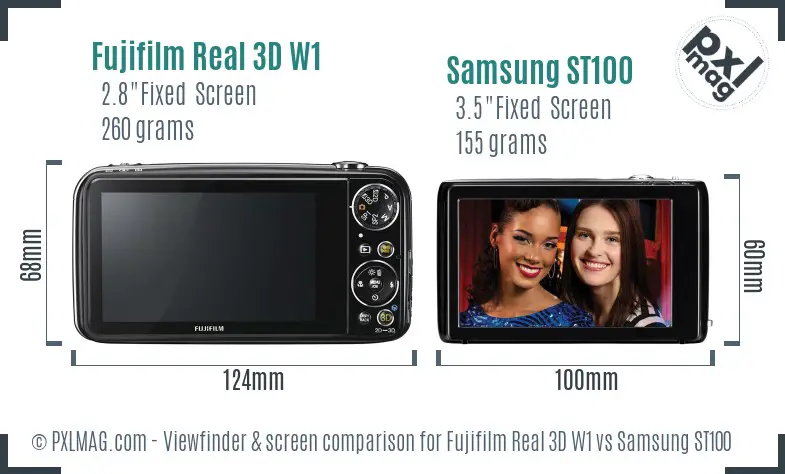 Fujifilm Real 3D W1 vs Samsung ST100 Screen and Viewfinder comparison