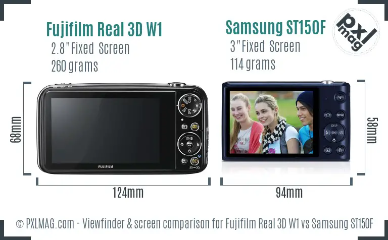 Fujifilm Real 3D W1 vs Samsung ST150F Screen and Viewfinder comparison