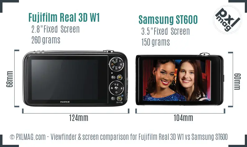 Fujifilm Real 3D W1 vs Samsung ST600 Screen and Viewfinder comparison Fujifilm Real 3D W1 vs Samsung ST600 Screen and Viewfinder comparison