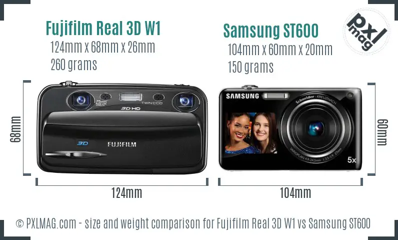 Fujifilm Real 3D W1 vs Samsung ST600 size comparison Fujifilm Real 3D W1 vs Samsung ST600 size comparison