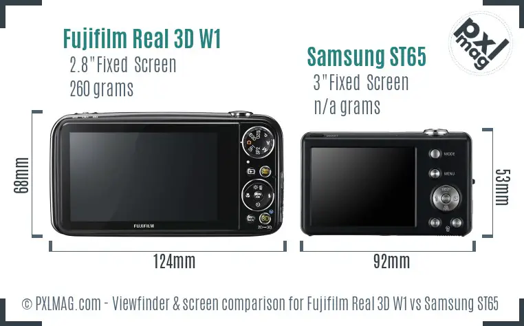Fujifilm Real 3D W1 vs Samsung ST65 Screen and Viewfinder comparison Fujifilm Real 3D W1 vs Samsung ST65 Screen and Viewfinder comparison