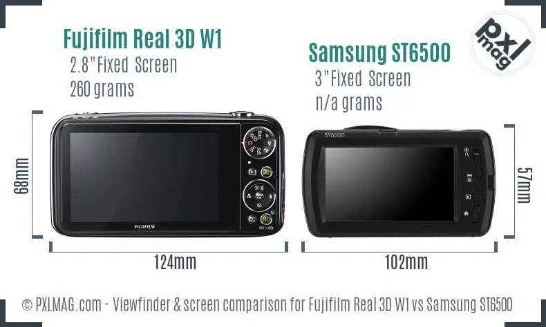 Fujifilm Real 3D W1 vs Samsung ST6500 Screen and Viewfinder comparison