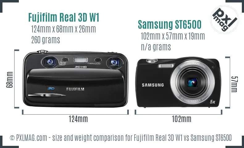 Fujifilm Real 3D W1 vs Samsung ST6500 size comparison