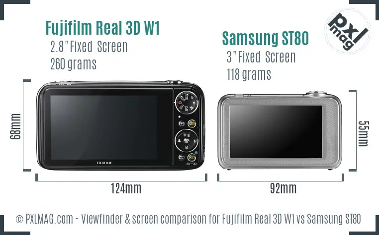 Fujifilm Real 3D W1 vs Samsung ST80 Screen and Viewfinder comparison