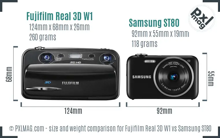 Fujifilm Real 3D W1 vs Samsung ST80 size comparison