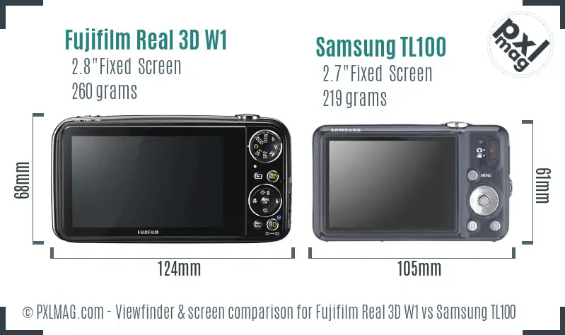 Fujifilm Real 3D W1 vs Samsung TL100 Screen and Viewfinder comparison Fujifilm Real 3D W1 vs Samsung TL100 Screen and Viewfinder comparison