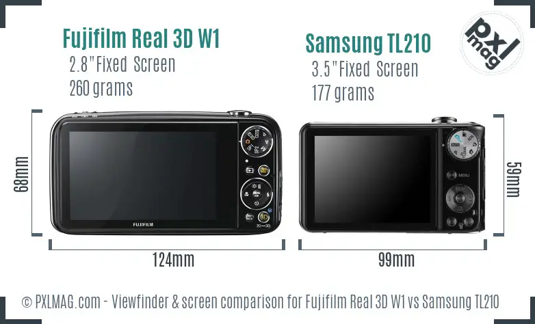 Fujifilm Real 3D W1 vs Samsung TL210 Screen and Viewfinder comparison
