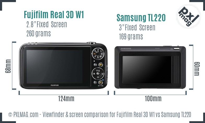 Fujifilm Real 3D W1 vs Samsung TL220 Screen and Viewfinder comparison