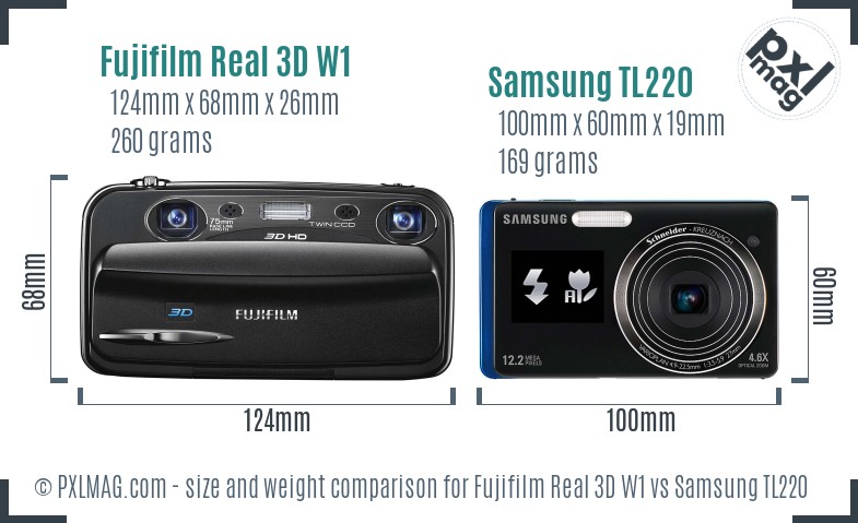 Fujifilm Real 3D W1 vs Samsung TL220 size comparison Fujifilm Real 3D W1 vs Samsung TL220 size comparison