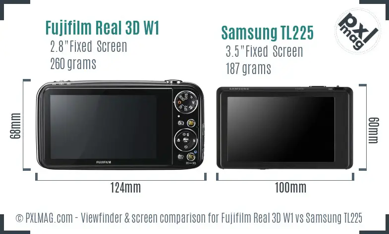 Fujifilm Real 3D W1 vs Samsung TL225 Screen and Viewfinder comparison Fujifilm Real 3D W1 vs Samsung TL225 Screen and Viewfinder comparison