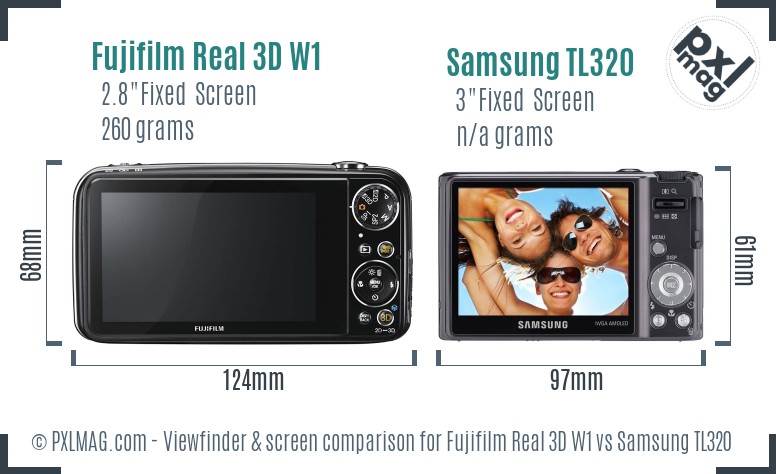 Fujifilm Real 3D W1 vs Samsung TL320 Screen and Viewfinder comparison