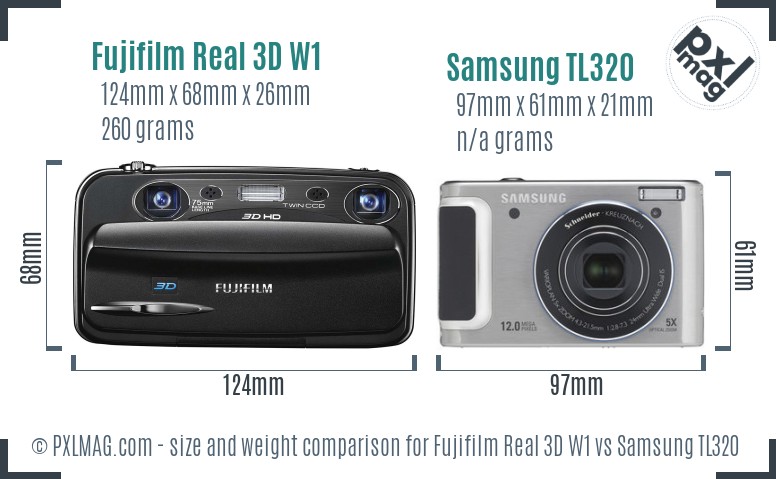 Fujifilm Real 3D W1 vs Samsung TL320 size comparison Fujifilm Real 3D W1 vs Samsung TL320 size comparison