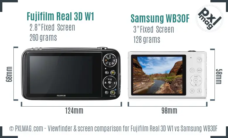 Fujifilm Real 3D W1 vs Samsung WB30F Screen and Viewfinder comparison