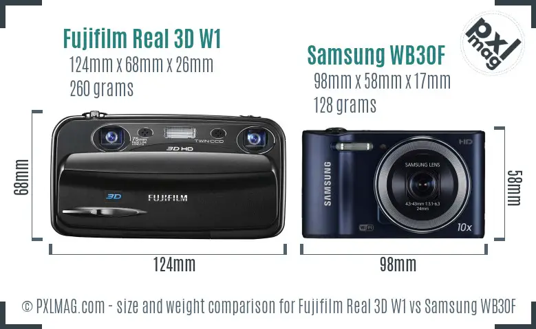 Fujifilm Real 3D W1 vs Samsung WB30F size comparison