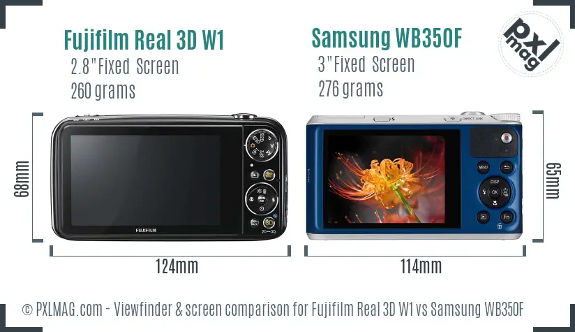 Fujifilm Real 3D W1 vs Samsung WB350F Screen and Viewfinder comparison