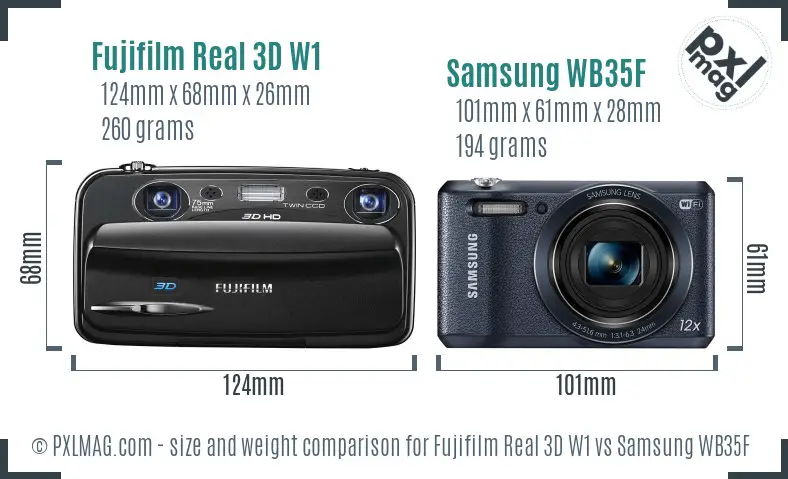 Fujifilm Real 3D W1 vs Samsung WB35F size comparison Fujifilm Real 3D W1 vs Samsung WB35F size comparison