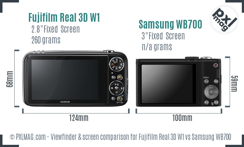 Fujifilm Real 3D W1 vs Samsung WB700 Screen and Viewfinder comparison