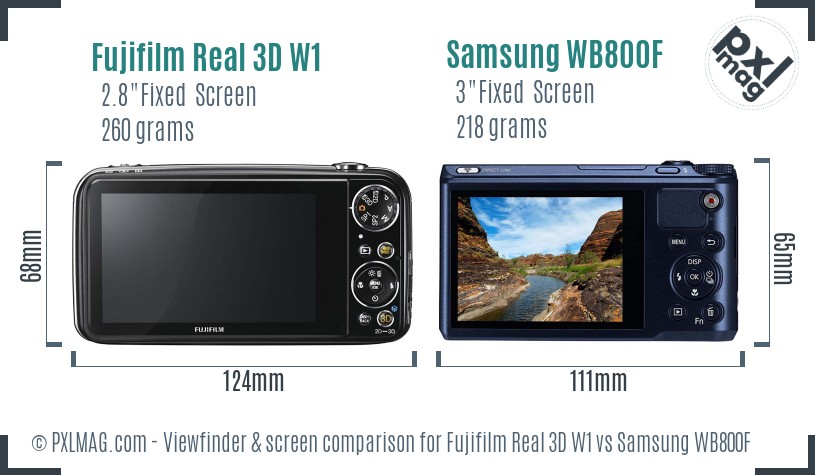 Fujifilm Real 3D W1 vs Samsung WB800F Screen and Viewfinder comparison
