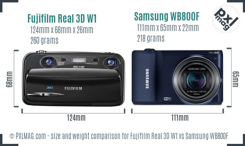 Fujifilm Real 3D W1 vs Samsung WB800F size comparison
