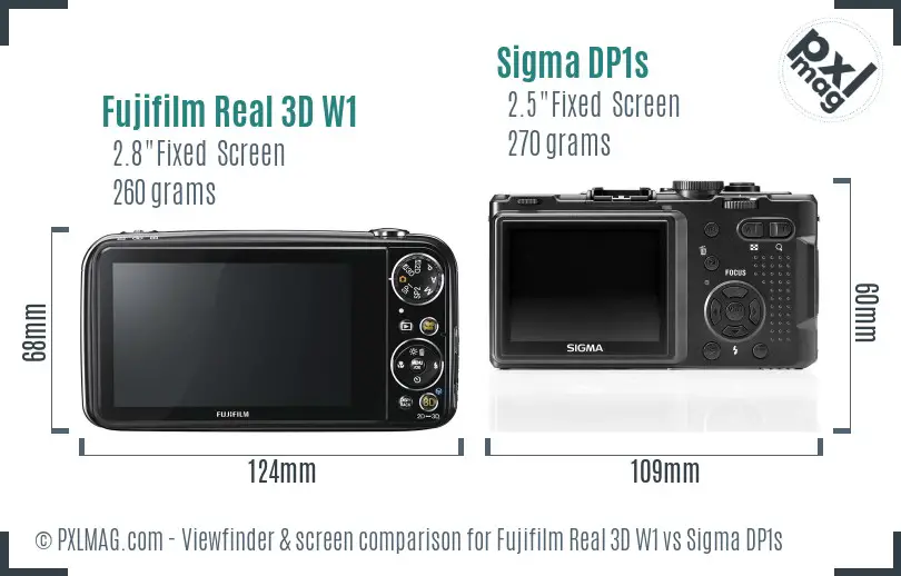 Fujifilm Real 3D W1 vs Sigma DP1s Screen and Viewfinder comparison
