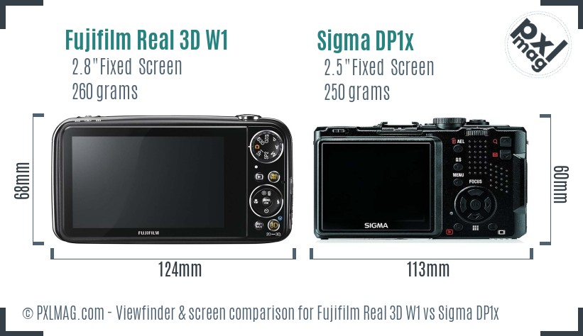 Fujifilm Real 3D W1 vs Sigma DP1x Screen and Viewfinder comparison