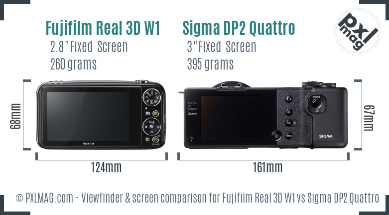 Fujifilm Real 3D W1 vs Sigma DP2 Quattro Screen and Viewfinder comparison