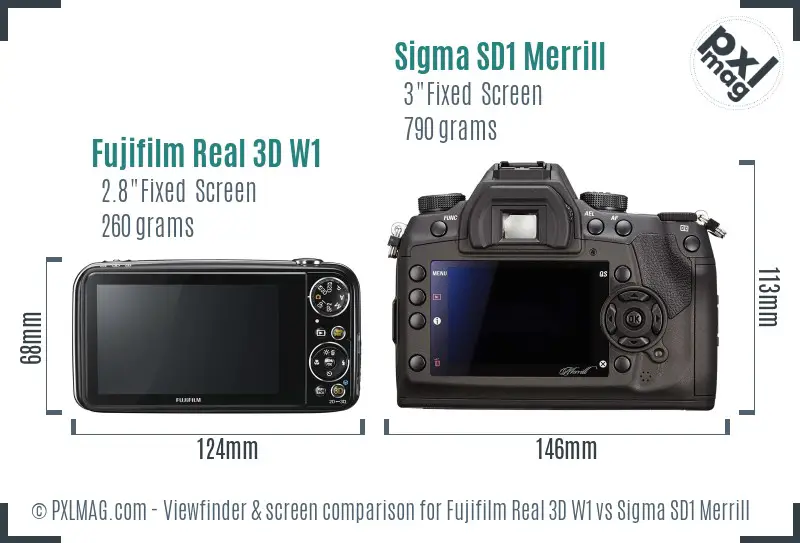 Fujifilm Real 3D W1 vs Sigma SD1 Merrill Screen and Viewfinder comparison