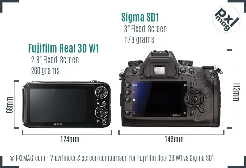 Fujifilm Real 3D W1 vs Sigma SD1 Screen and Viewfinder comparison