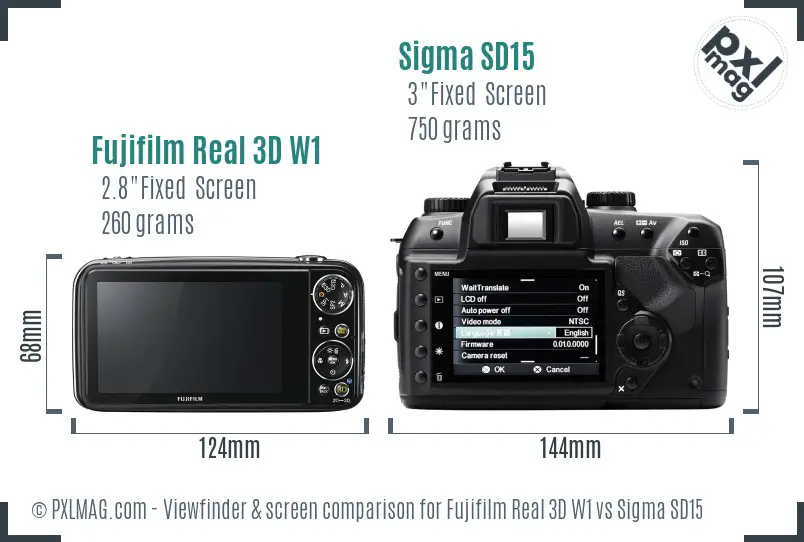 Fujifilm Real 3D W1 vs Sigma SD15 Screen and Viewfinder comparison