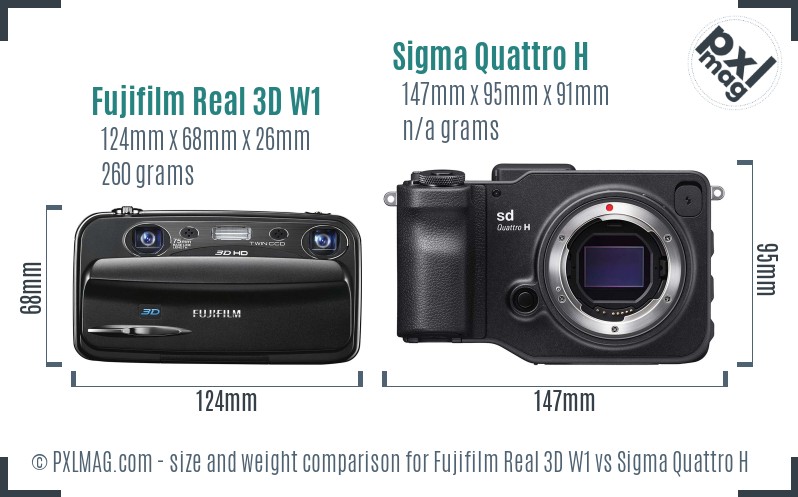Fujifilm Real 3D W1 vs Sigma Quattro H size comparison