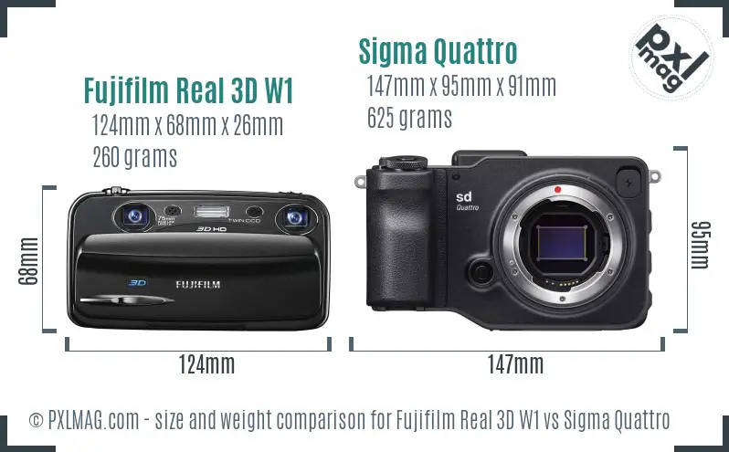 Fujifilm Real 3D W1 vs Sigma Quattro size comparison