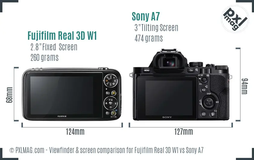 Fujifilm Real 3D W1 vs Sony A7 Screen and Viewfinder comparison