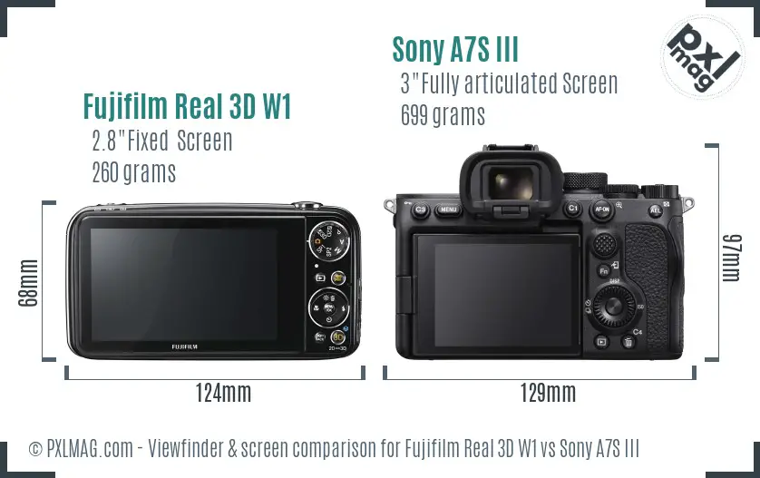 Fujifilm Real 3D W1 vs Sony A7S III Screen and Viewfinder comparison