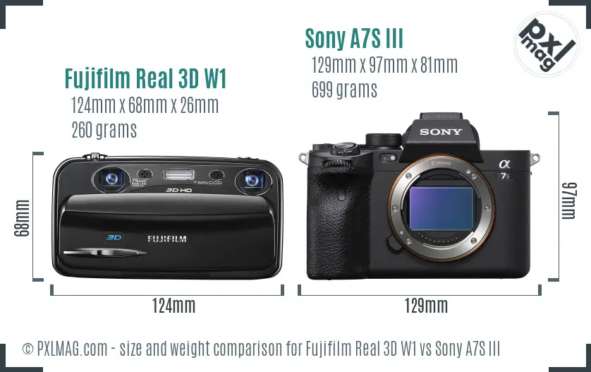 Fujifilm Real 3D W1 vs Sony A7S III size comparison