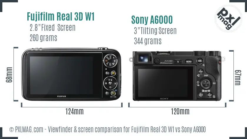 Fujifilm Real 3D W1 vs Sony A6000 Screen and Viewfinder comparison