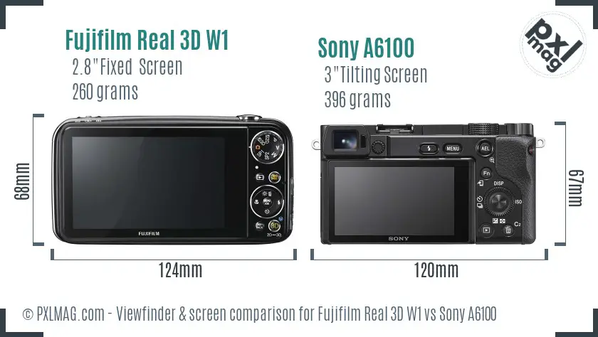 Fujifilm Real 3D W1 vs Sony A6100 Screen and Viewfinder comparison