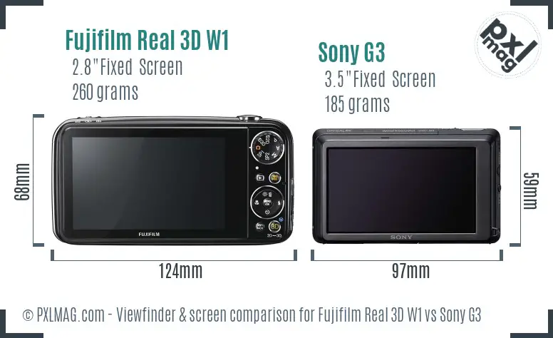 Fujifilm Real 3D W1 vs Sony G3 Screen and Viewfinder comparison Fujifilm Real 3D W1 vs Sony G3 Screen and Viewfinder comparison